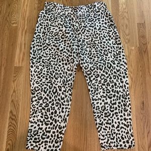 J.Crew: Ruffle-waist Linen Pant In Leopard Print